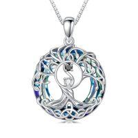 wholesale TOUPOP Tree Of Life Necklace 925 Sterling Silver Celtic Knot Tree Pendant Blue Crystal Jewelry Christmas Gifts For Women Men -style_name:Yin Yang