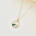 wholesale 14K Gold Fire Opal Women's Mountain Pendant Necklace - 18 Chain-0-3