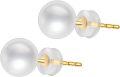 wholesale 10K Gold AAAA+ White Freshwater Pearl 5 10mm Stud Earrings for Women-0-2