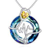 wholesale TOUPOP Nurse Gifts For Women Sterling Silver 12 Months Birthstone Stethoscope Pendant Necklace With Crystal Nurses Day Graduation Gifts Medical Jewelry For Doctor Nurse Medical Student -color_name:11-November-Citrine