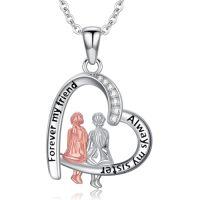 wholesale TOUPOP Sister Gifts From Sister 925 Sterling Silver 2/3 Sisters Necklace Birthday Christmas Jewelry Gifts For Women Daughter Sister -style_name:Heart