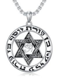 wholesale Lion/wolf/star Of David/eye Of Horus Necklace S925 Sterling Silver Celtic Pendant Men's Jewelry Suitable For Father Boyfriend Christmas Anniversary Birthday Gift -style_name:Circle-Star of David