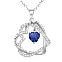 TOUPOP Sterling Silver Heart Birthstone Pendant Necklace Gift for Women-color_name:09-September-Sapphire