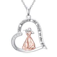 wholesale TOUPOP Ballet/violin/cello/flute/piano/saxophone/accordion/harp Necklace For Women 925 Sterling Silver Ballet Instrument Pendant Jewelry Music Lover Christmas Christmas Gifts For Women -style_name:Flutist