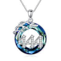 wholesale TOUPOP Angel Number Necklace For Women White Gold Plated 925 Sterling Silve Numerology Jewelry With Crystal Birthday Christmas Wedding Gifts For Mom Wife Girlfriend Sister Friend -style_name:444