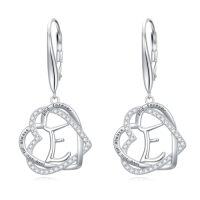 wholesale TOUPOP Gifts For Women Heart Initial Earrings 925 Sterling Silver Double Heart Dangle Earrings Birthday Jewelry Birthday Christmas Gifts For Her Wife Girlfriend -style_name:Initial E