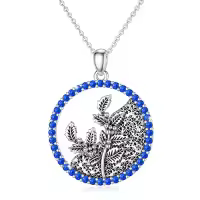 TOUPOP Sterling Silver Birthstone Flower Necklace 12 Month Pendant Birthday Gift-style_name:12-December-Holly