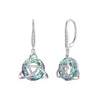 TOUPOP Sterling Silver Crystal Drop Earrings Trinity Celtic Knot Leverback-style_name:Vitrail Light-Leverback