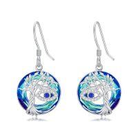 wholesale TOUPOP Evil Eye/hamsa Hand Earrings 925 Sterling Silver Tree Of Life Blue Crystal Dangle Earrings Protection Jewelry Amulet Christmas Gifts For Women Her -style_name:Evil Eye