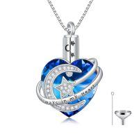 wholesale TOUPOP Cremation Jewelry Moon And Stars/dolphin/hummingbird Urn Necklace Sterling Silver Heart Crystal Pendant For Ashes Keepsake Memorial Cremation Jewelry Gift For Woman Men -style_name:4-Moon and Stars