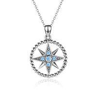wholesale TOUPOP Sterling Silver Necklace For Women Letter/turtle/compass/anchor/mom Gift/pineapple/butterfly/shark Tooth/lotus Jewelry Gift For Women -color_name:Compass Necklace