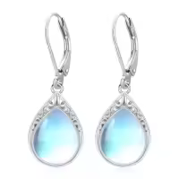 TOUPOP Sterling Silver Celtic Filigree Teardrop Leverback Earrings-color_name:Moonstone