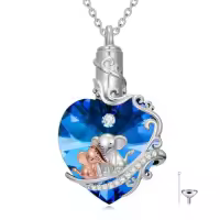 TOUPOP Sterling Silver Crystal Memorial Keepsake Hummingbird/Dragonfly/Butterfly/Cardinal Cremation Jewelry-style_name:Elephant
