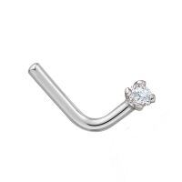wholesale 14k Gold Nose Stud Round Lab Diamond Prong Set Screw Piercing Jewelry-White Gold