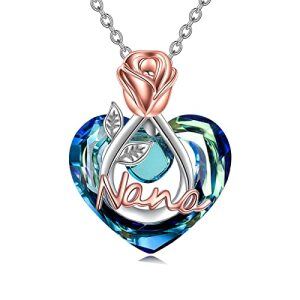 Nana Necklace with Heart Crystal-Rose Flower