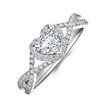 wholesale TOUPOP 1ct Heart Moissanite Engagement Wedding Rings For Women 925 Sterling Silver Split Shank Promise Halo Eternity Bands Anniversary Christmas Valentines Day Gifts For Her Wife Ideal Gift Size 4-14 -style_name:Heart Halo Moissanite,ring_size:8