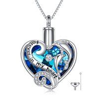 wholesale TOUPOP Urn Necklaces For Ashes Sterling Silver Cremation Jewelry For Ashes Urns For Human Ashes Pendant Necklace With Funnel Filler Kit -style_name:Dolphins Crystal Necklace
