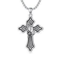 wholesale Cross Necklace For Men Women 925 Sterling Silver Celtic/crucifix/nail/fish Hook Cross Pendant With Stainless Steel Chain Faith Jewelry Gift For Father Son Brother Husband -color_name:Q-Praying Hands Cross