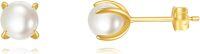 wholesale 14K Gold AAA Freshwater Pearl Earrings, 6mm 8mm 10mm, Round Smooth White Pearls, Gift Box, Sensitive Skin Friendly-6mm Pearl