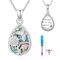 TOUPOP Sterling Silver Abalone Shell Urn Necklace For Ashes Memorial Jewelry-style_name:26-Butterfly