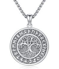 wholesale Viking Necklace For Men 925 Sterling Silver Viking Wolf/thors Hammer/vegvisir/tree Of Life/compass Pendant Norse Necklace Amulet Talisman Christmas Gifts For Him Her -style_name:A- Viking Tree of Life Necklace A