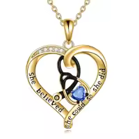 TOUPOP Sterling Silver Birthstone Stethoscope Necklace Gift For Nurse-style_name:06 June-Alexandrite-Yellow Gold Plated