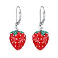 wholesale 925 Sterling Silver Cherry/strawberry/lemon/pineapple/banana Earrings Fruit Earrings Fruit Jewelry Christmas Gifts For Women -style_name:Strawberry