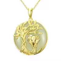 TOUPOP 14K Gold Plated Sterling Silver Tree Of Life Animal Pendant Jewelry-style_name:Elephant