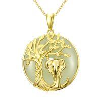 wholesale Jade Necklace For Women 14k Gold Plated Sterling Silver Tree Of Life Animal Pendant Good Fortune Jewelry Christmas Gifts For Women Mom Wife -style_name:Elephant