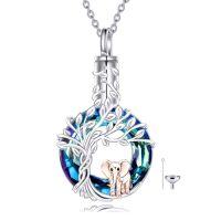 wholesale TOUPOP Elephant Urn Necklace For Ashes 925 Sterling Silver Crystal Cremation Jewelry -style_name:One Elephant-Tree of Life