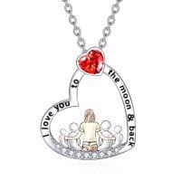 wholesale TOUPOP Christmas Gifts For Mom Mother And Daughter/son Necklace Sterling Silver Crystal Family Jewelry I Love You To The Moon And Back Mom Gifts For Women -style_name:Mom and Four Daughters or Sons