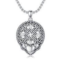 wholesale Celtic Claggagh Necklace S925 Sterling Silver Celtic Knot Pendant For Men Women Anniversary Birthday Christmas Gifts For Women Men -style_name:Claddagh I