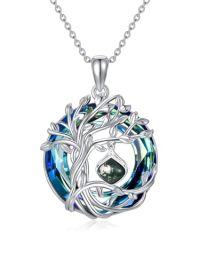 wholesale TOUPOP Crystal Mustard Seed Necklace S925 Sterling Silver Tee Of Life Pendant Faith Jewelry Gifts For Women -style_name:Moss Agate