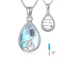 TOUPOP Sterling Silver Moonstone Urn Necklace For Ashes Keepsake Memorial Jewelry-style_name:5-Sea Turtle