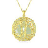 wholesale Gifts For Women Tree Of Life Necklace 14k Gold Plated Sterling Silver Round Jade Jewelry For Women Mom Sister Birthday Christmas Gifts -style_name:3C-2 Sister-Gold-Jade