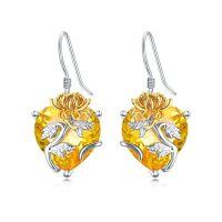 wholesale TOUPOP Birth Flower Earrings 925 Sterling Silver 12 Month Floral Earrings Birthstone Crystal Jewelry Birthday Christmas Gifts For Women -color_name:11-November-Chrysanthemum-Heart Crystal