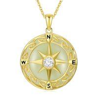 wholesale Jade Compass Necklace 14k Gold Plated Sterling Silver Travel Inspirational Compass Jewelry Graduation Christmas Gifts For Women Mom Wife -style_name:A-Hetian Jade Celtic