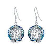 wholesale TOUPOP Tree Of Life Initial Earrings 925 Sterling Silver A-z Letter Drop Dangle Earrings Blue Circle Crystal Jewelry Birthday Christmas Gifts For Women Her Girlfriend Mom -style_name:M Initial