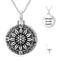 TOUPOP Sterling Silver Tree Of Life Urn Necklace For Ashes Memorial Keepsake Jewelry-style_name:4-Sunflower