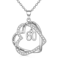 TOUPOP Sterling Silver Stone Heart Pendant Necklace Gifts For Her-style_name:60th