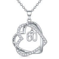 wholesale TOUPOP Gifts For Her 925 Sterling Silver Necklace Forever Love Heart Pendant Heart Year Old Jewelry Anniversary Birthday Christmas Gifts Women Girlfriend Wife Mom Grandma Daughter -style_name:60th