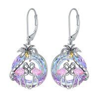 wholesale TOUPOP Flamingo Earrings 925 Sterling Silver Crystal Flamingo Gifts Palm Tree Flamingo Jewelry Birthday Valentines Day Gifts For Women Her -color_name:Two Flamingo Earrings