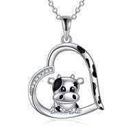 wholesale TOUPOP Christmas Gifts For Women Sterling Silver Ladybugs/cat/panda Necklace For Women Exquisite Heart Pendant Cute Animal Necklace Jewelry Birthday Gifts For Mother Daughter Sister -style_name:6-Cow necklace