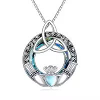 TOUPOP 925 Sterling Silver Celtic Knot Necklace Irish Jewelry Gifts-style_name:4-Claddagh Necklace