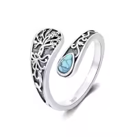 TOUPOP Sterling Silver Adjustable Thumb Spoon Rings Boho Antique Jewelry-style_name:5-Tree of Life