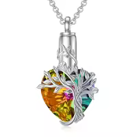 TOUPOP Sterling Silver Crystal Tree Of Life Urn Necklace For Ashes Memorial Gift-color_name:Vitrail Medium