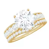 TOUPOP 10k 14k 18k Gold Moissanite Bridal Ring Sets With Name Engraving-style_name:B Moissanite Ring