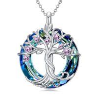 wholesale TOUPOP Tree Of Life Birthstone Necklace 925 Sterling Silver Irish Celtic Tree Jewelry With Blue Crystal Birthday Christmas Gifts For Women Wife Mom -color_name:06-June-Alexandrite