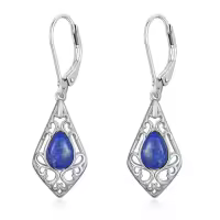 TOUPOP Sterling Silver Gemstone Teardrop Dangle Drop Earrings-color_name:Lapis Lazuli