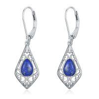 wholesale Filigree Bohemian Earrings 925 Sterling Silver Teardrop Gemstone Dangle Drop Earrings Fine Jewelry Birthday Christmas Gifts For Women -color_name:Lapis Lazuli
